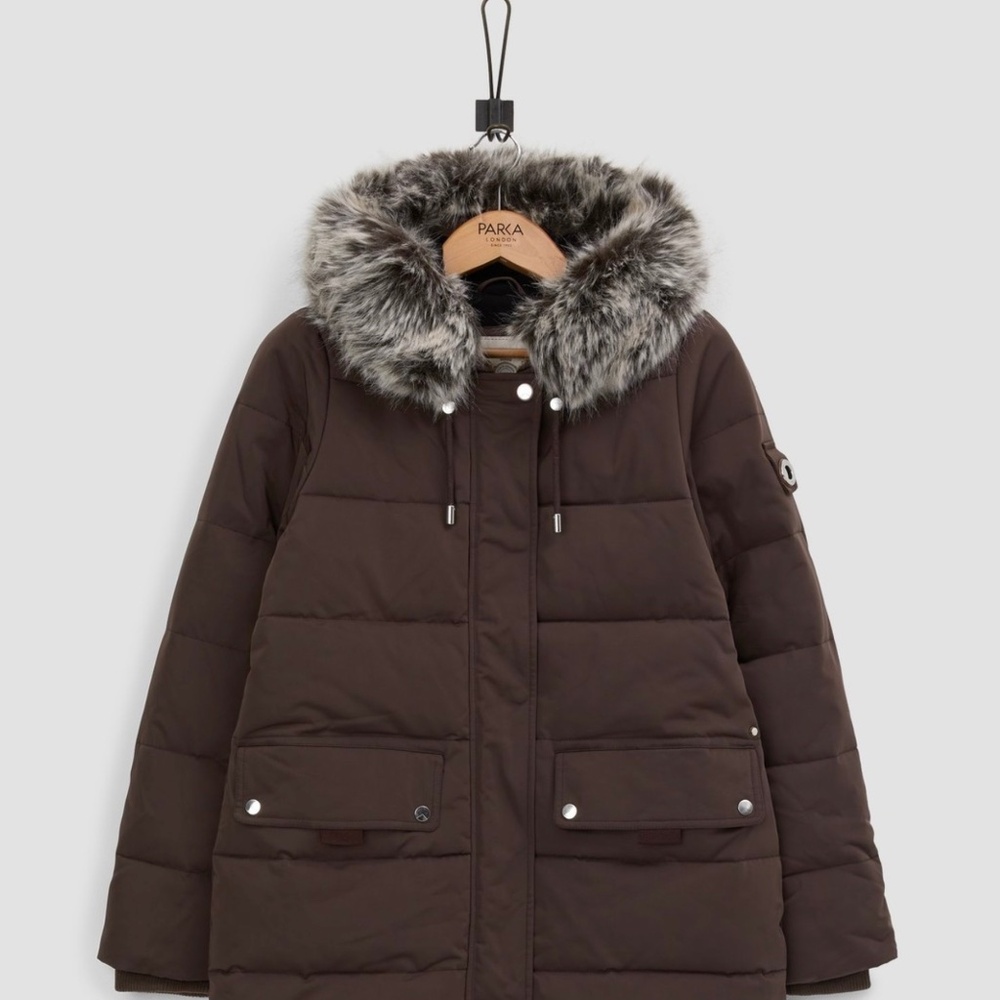 PARKA LONDON Nordic Hooded Down Parka Black SMALL NWT